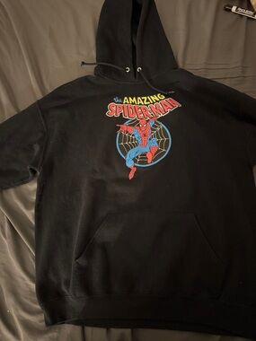 Spiderman Black Crewneck Hoodie with Red & Blue Graphic